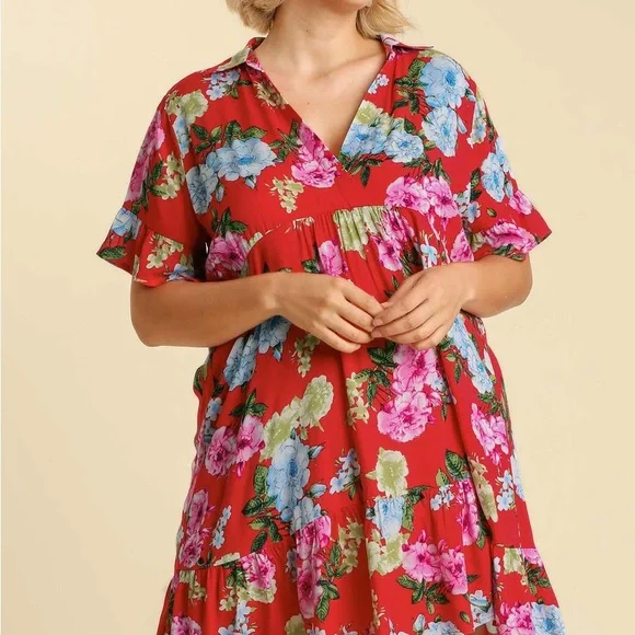 Umgee | Dresses | Umgee Nwt Red Floral Mini Dresslg | Poshmark